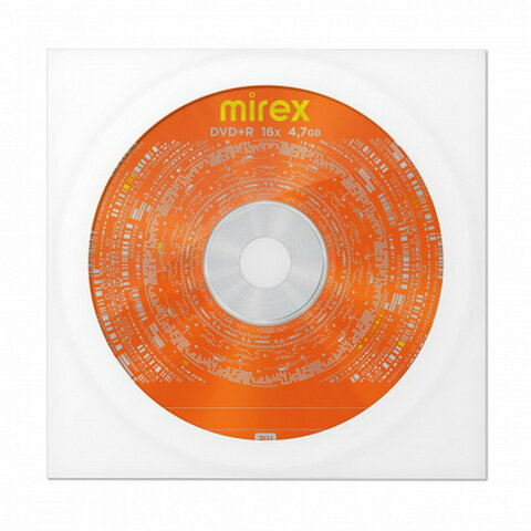 ���� DVD+R MIREX ,7 ��, 16x, �������� �������, 1 �����