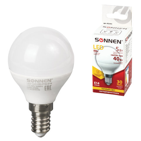 ����� ������������ SONNEN LED G45-5W-2700-E14 (40) ��, ������ E14, ���, ������ ����� ����