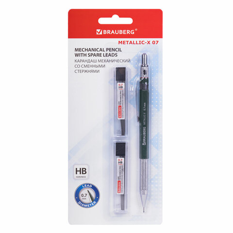 �������� ������������ 0,7�� BRAUBERG "METALLIC-X 07" + ������� HB 24 ����� �� ��������